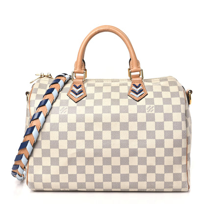 Louis Vuitton Damier Azur Braided Speedy Bandouliere 30 Blue 1 of 12