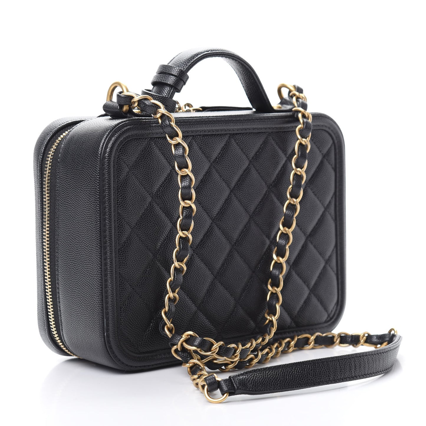 Caviar Quilted Medium CC Filigree Vanity Case Black