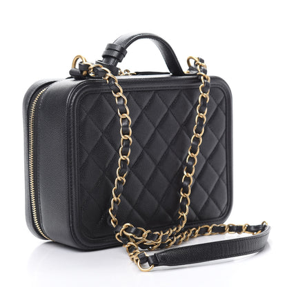 Chanel Caviar Quilted Medium CC Filigree Vanity Case Black 3 of 12