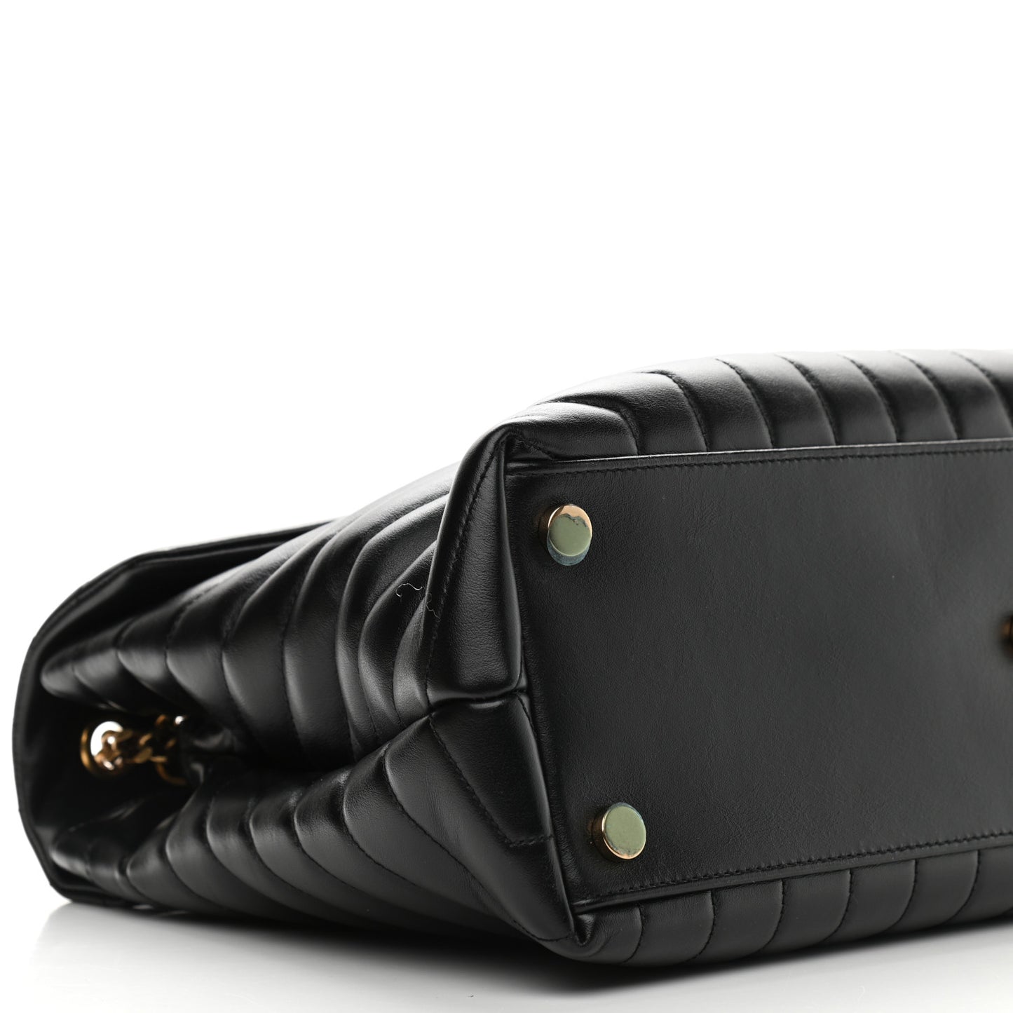 Calfskin Y Quilted Monogram Large Loulou Chain Satchel Black