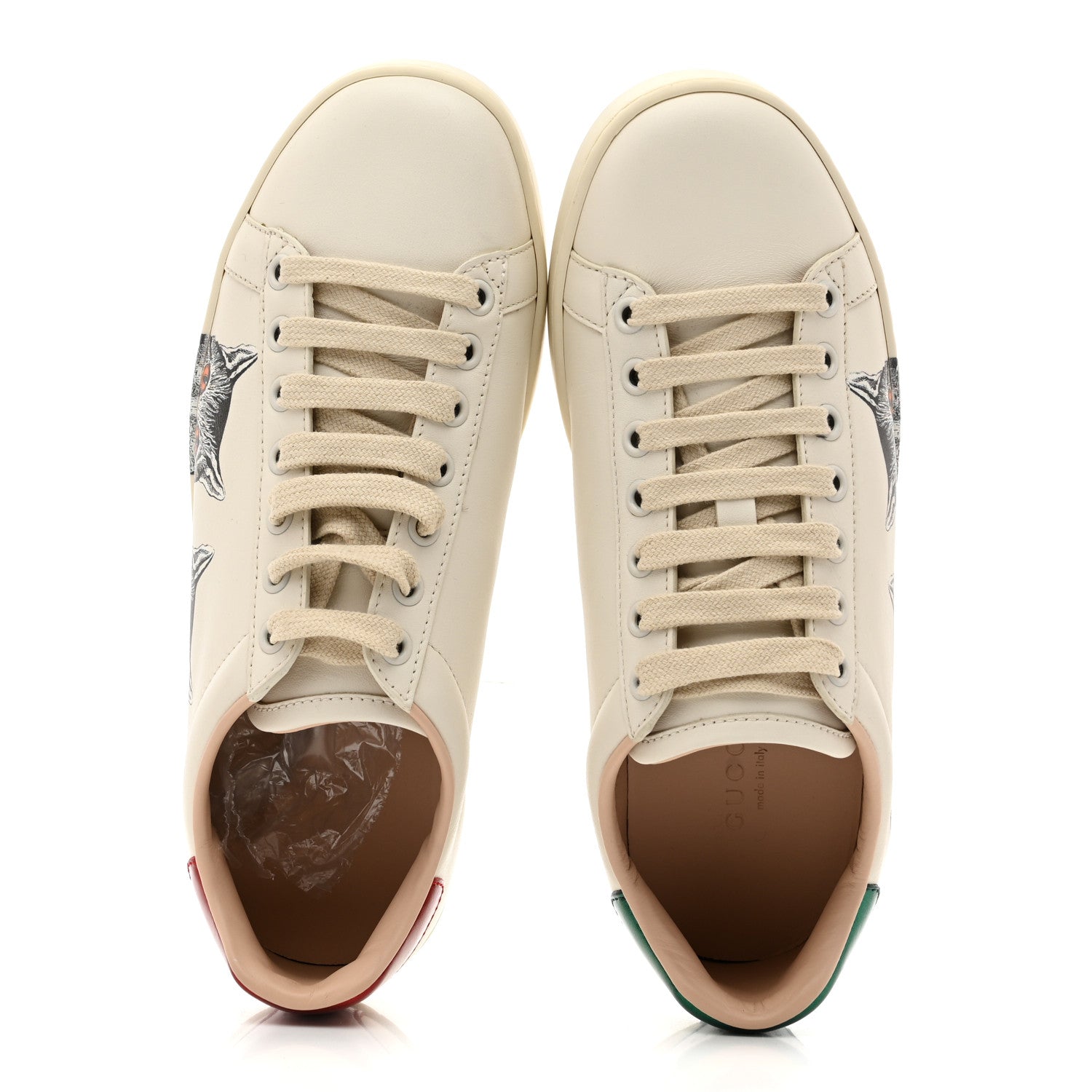 Gucci Calfskin Mystic Cat Print Womens Ace Sneakers 35.5 White 2 of 10