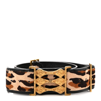 Fendi Pony Hair Leopard Belt 65 26 Black 1 of 7
