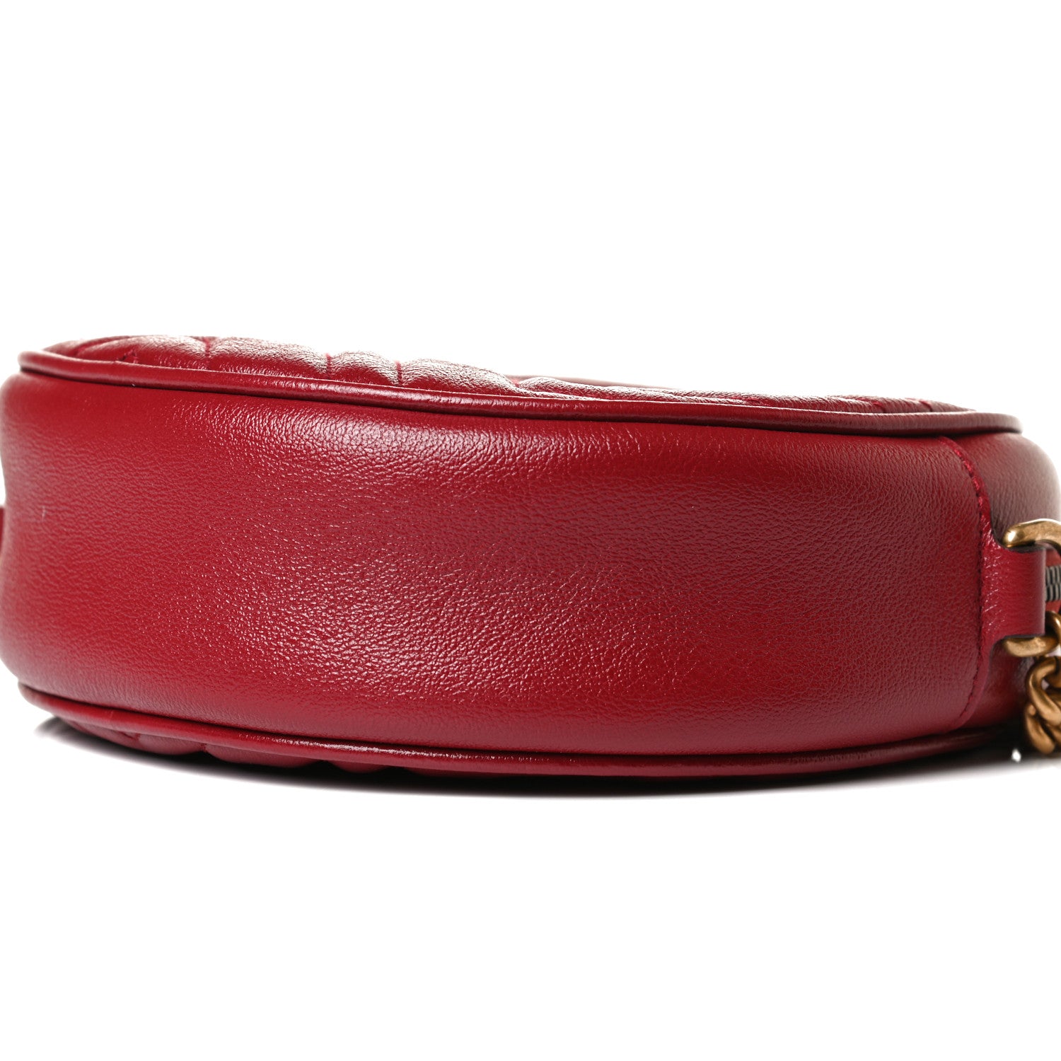 Gucci Glazed Calfskin Matelasse Heart Mini GG Marmont Round Shoulder Bag Romantic Cerise 10 of 10