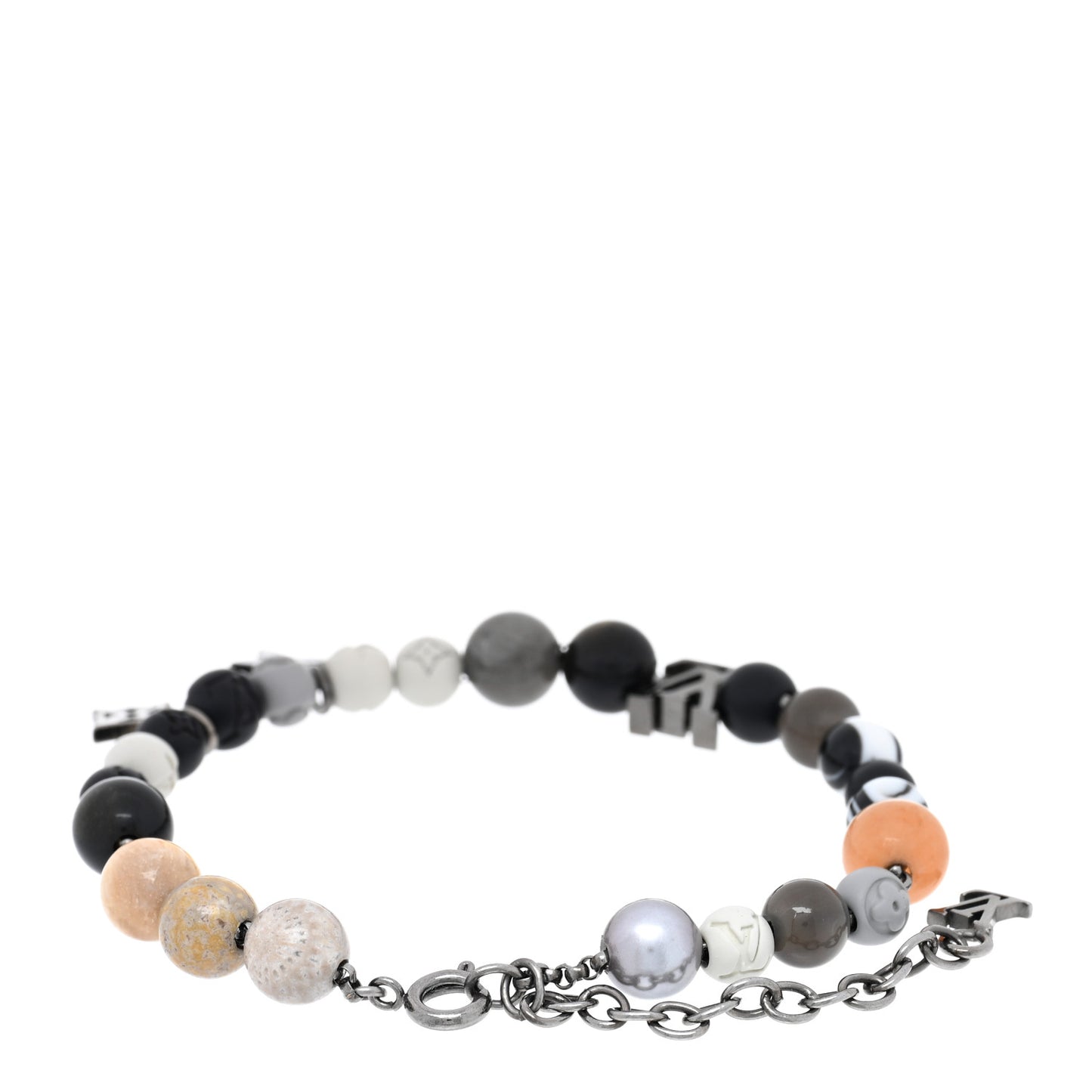 Metal Resin Opal LV Beads Bracelet Black