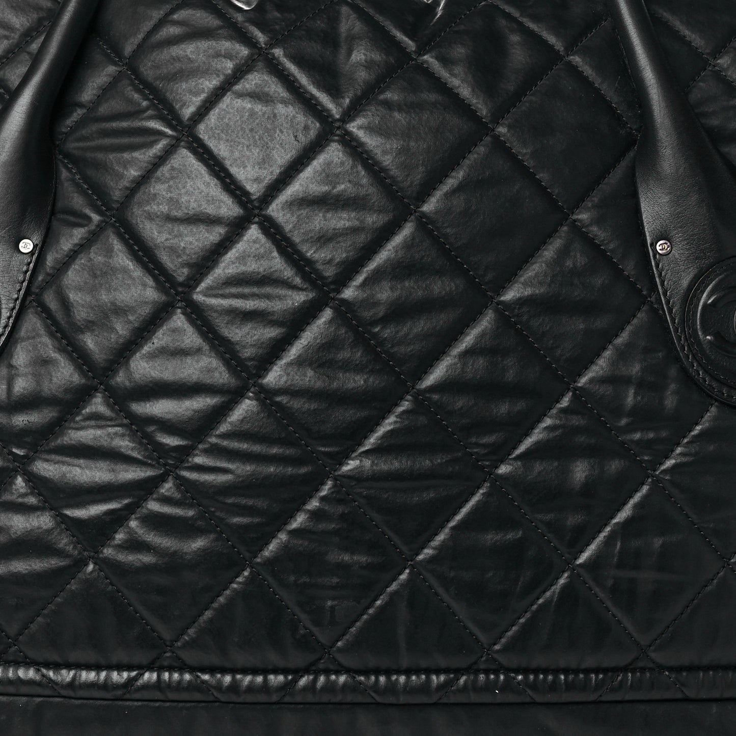 Coated Canvas Quilted Travel Bag Black