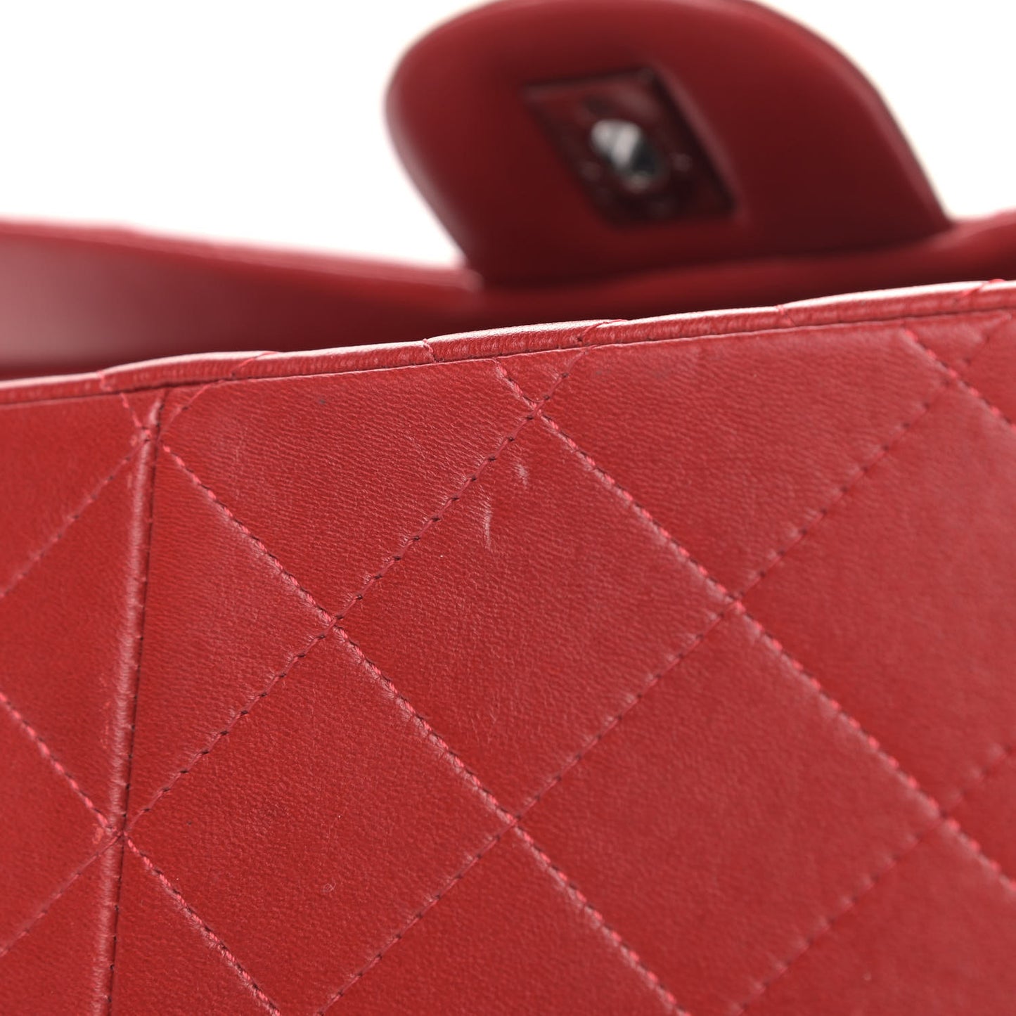 Lambskin Quilted Jumbo Double Flap Red
