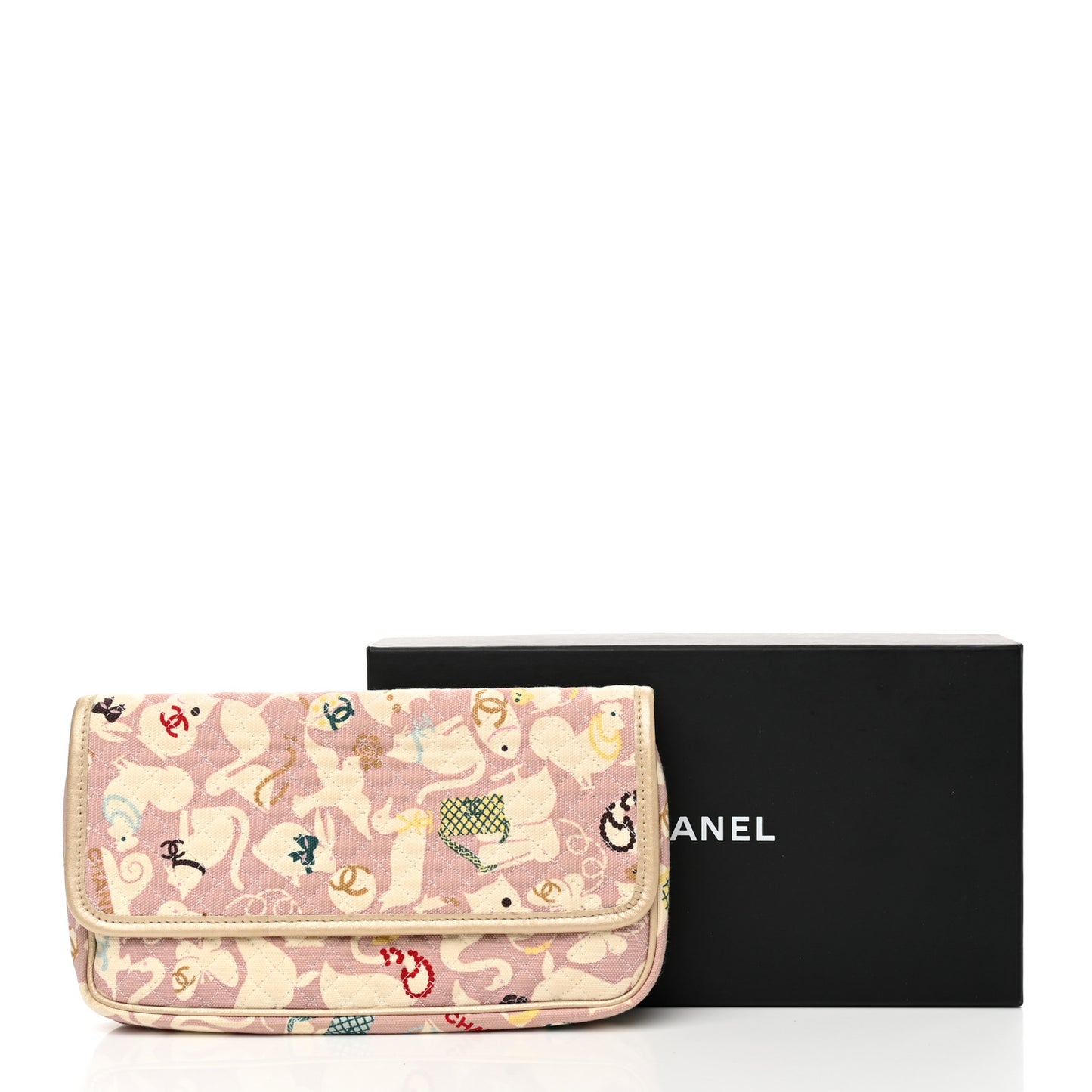 Canvas Baby Animals Clutch Pink