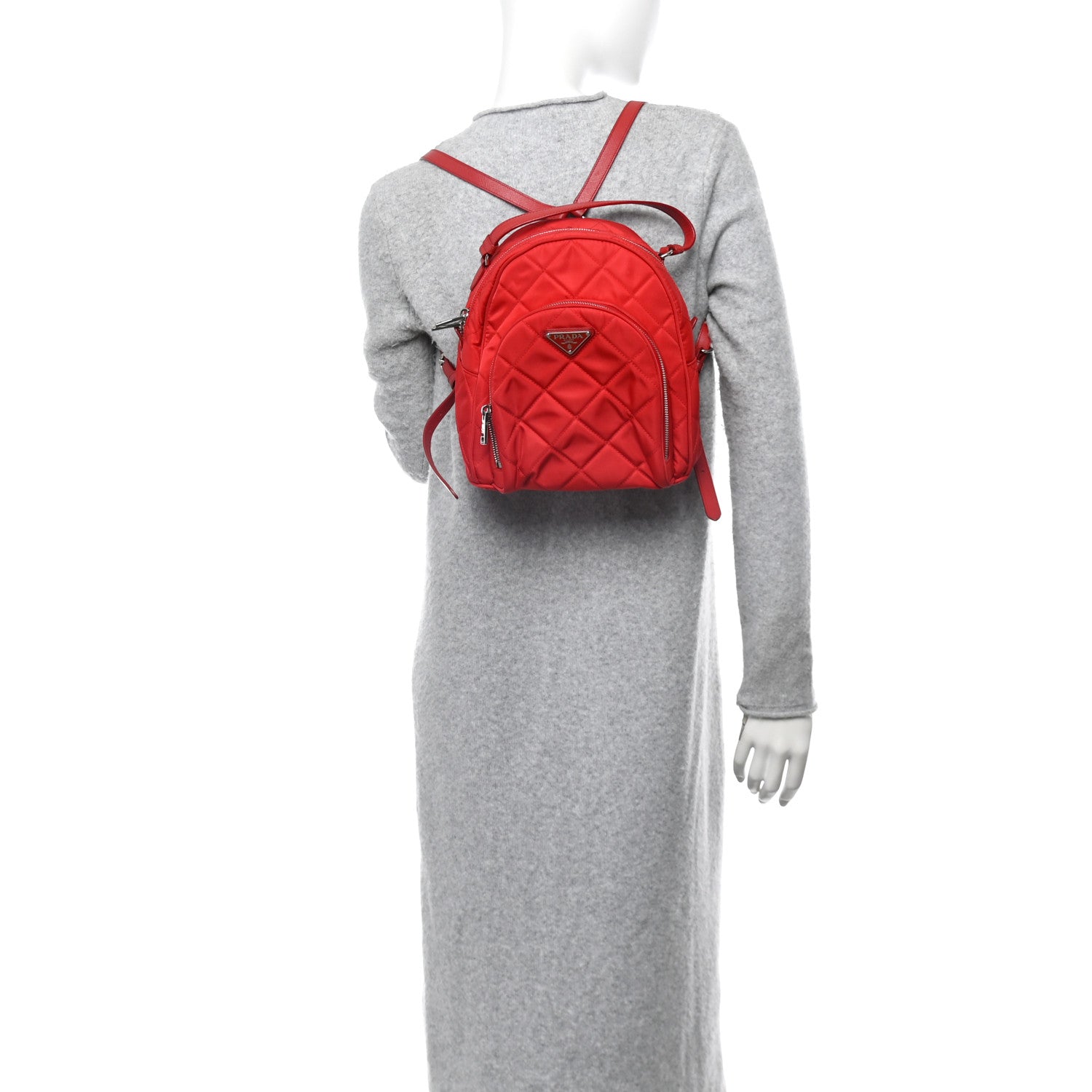 Prada Nylon Tessuto Impuntu Quilted Backpack Rosso 2 of 11