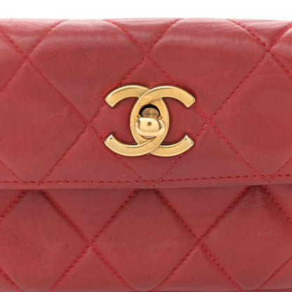 Chanel Lambskin Quilted Waist Chain Belt Flap Bag Red 10 of 14