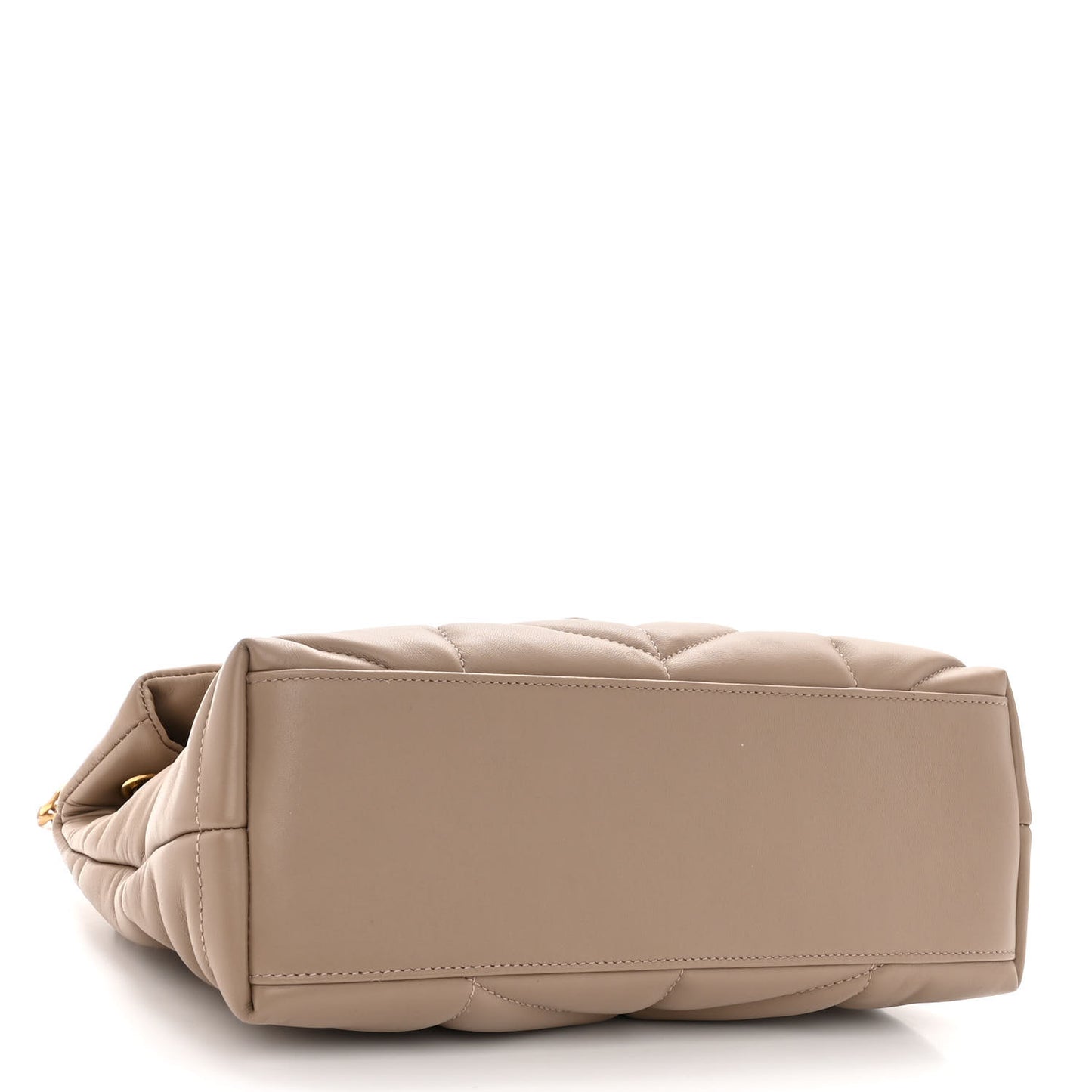 Lambskin Quilted Small Loulou Puffer Monogram Chain Satchel Dark Beige