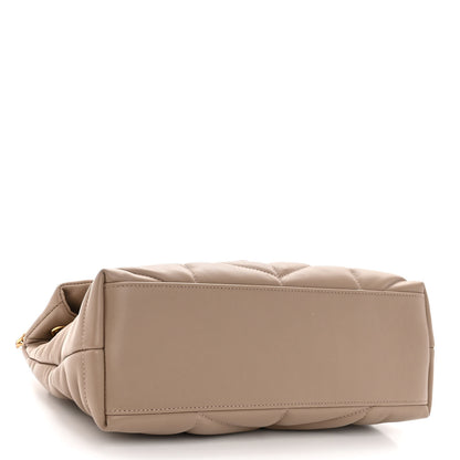 Saint Laurent Lambskin Quilted Small Loulou Puffer Monogram Chain Satchel Dark Beige 4 of 9