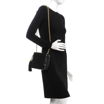 Chanel Lambskin Quilted Tassel Shoulder Bag Black 2 of 9