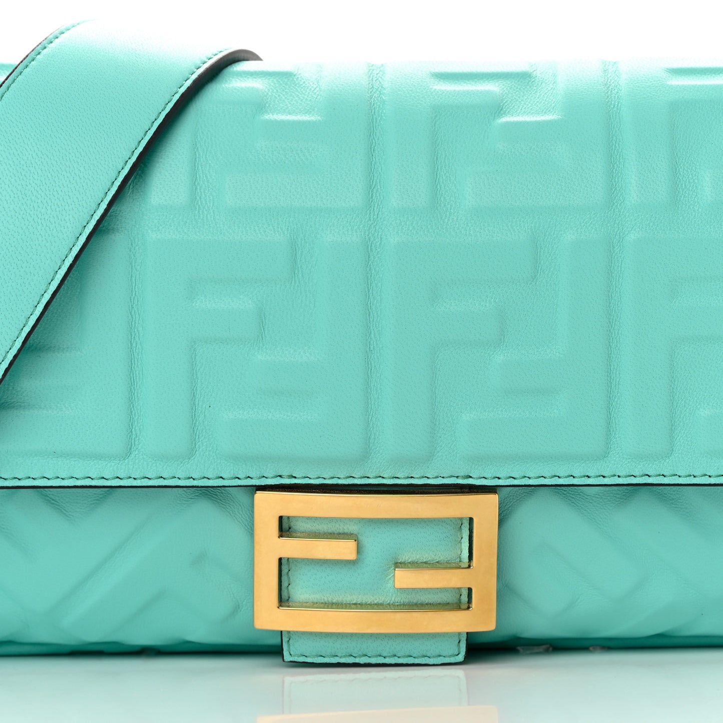 Nappa FF 1974 Embossed Baguette Spring Turquoise