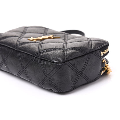 Saint Laurent Grained Lambskin Quilted Mini Becky Double Zip Bag Black 8 of 12