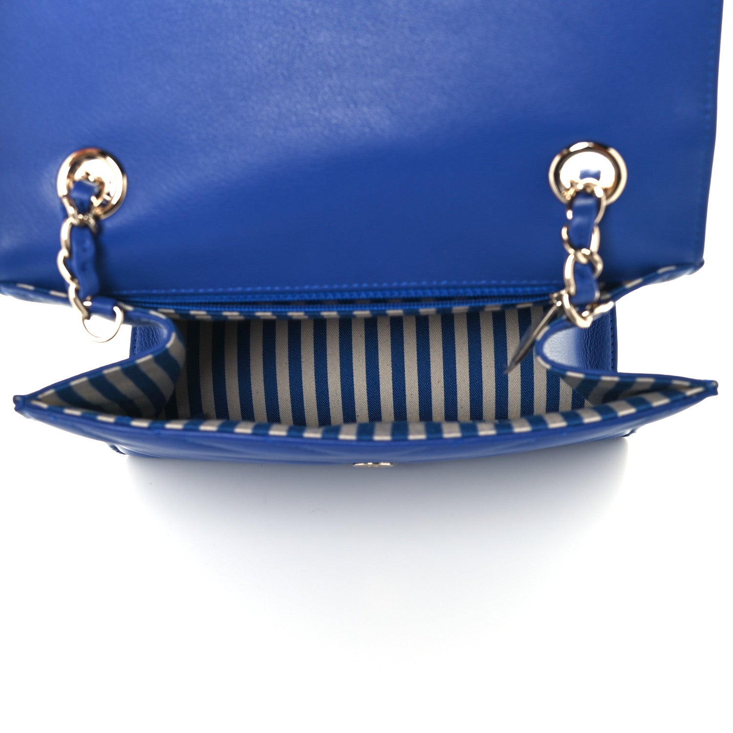 Chanel Calfskin Quilted Chevron Small Single Flap Blue 5 of 10