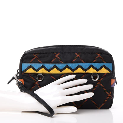 Prada Tessuto Nylon Impunturato Pochette Black 2 of 8