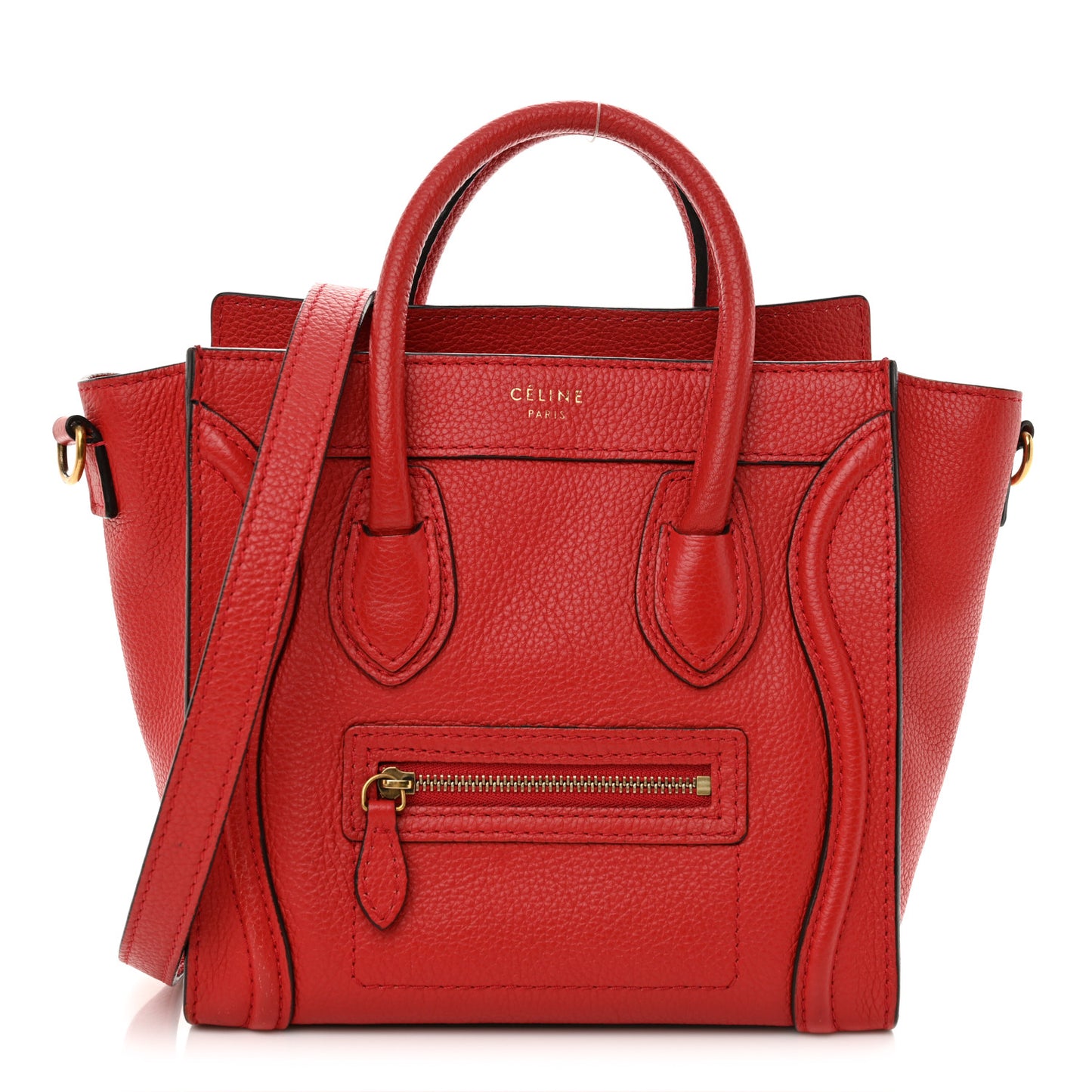 Drummed Calfskin Nano Luggage Red