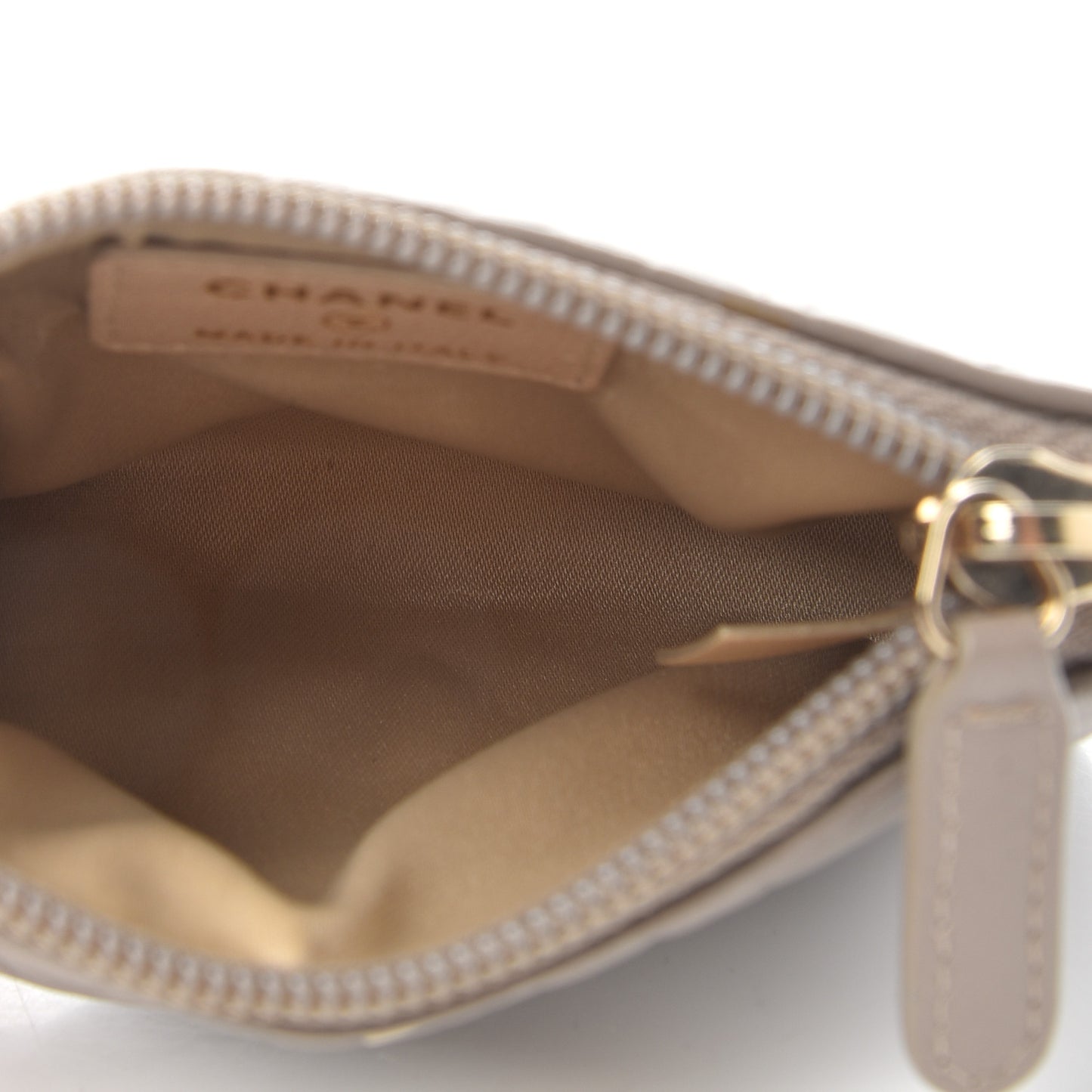 Lambskin Camellia Embossed Key Holder Case Beige