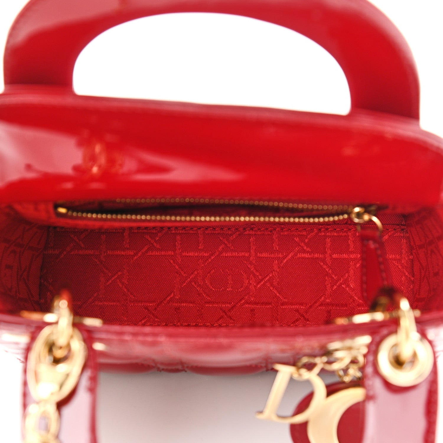 Christian Dior Patent Cannage Mini Lady Dior Red 5 of 12