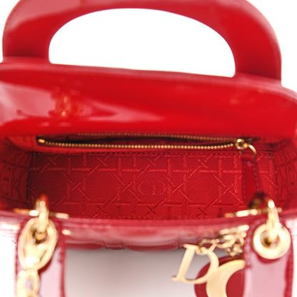 Christian Dior Patent Cannage Mini Lady Dior Red 5 of 12