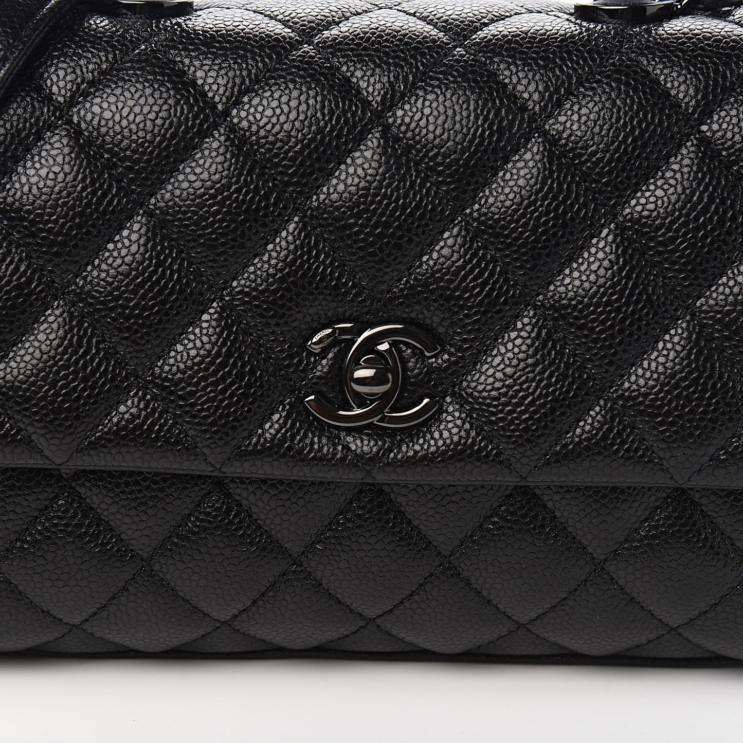 Caviar Quilted Mini Coco Handle Flap So Black
