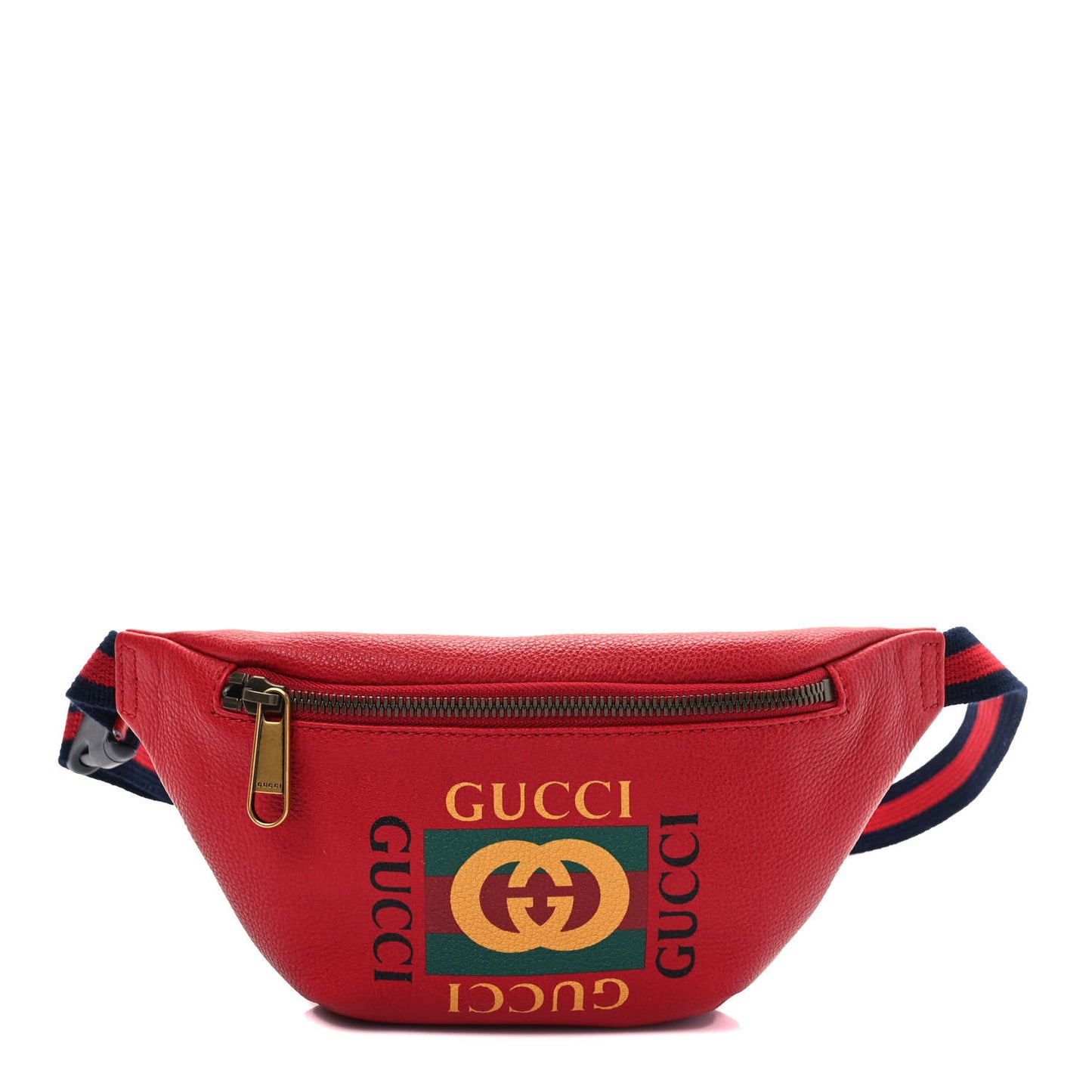 Grained Calfskin Small Logo Belt Bag Hibiscus Red