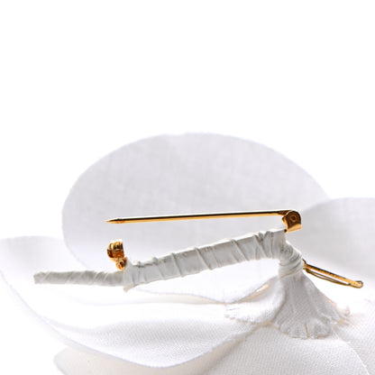Chanel Linen Camellia Brooch Pin White 4 of 5