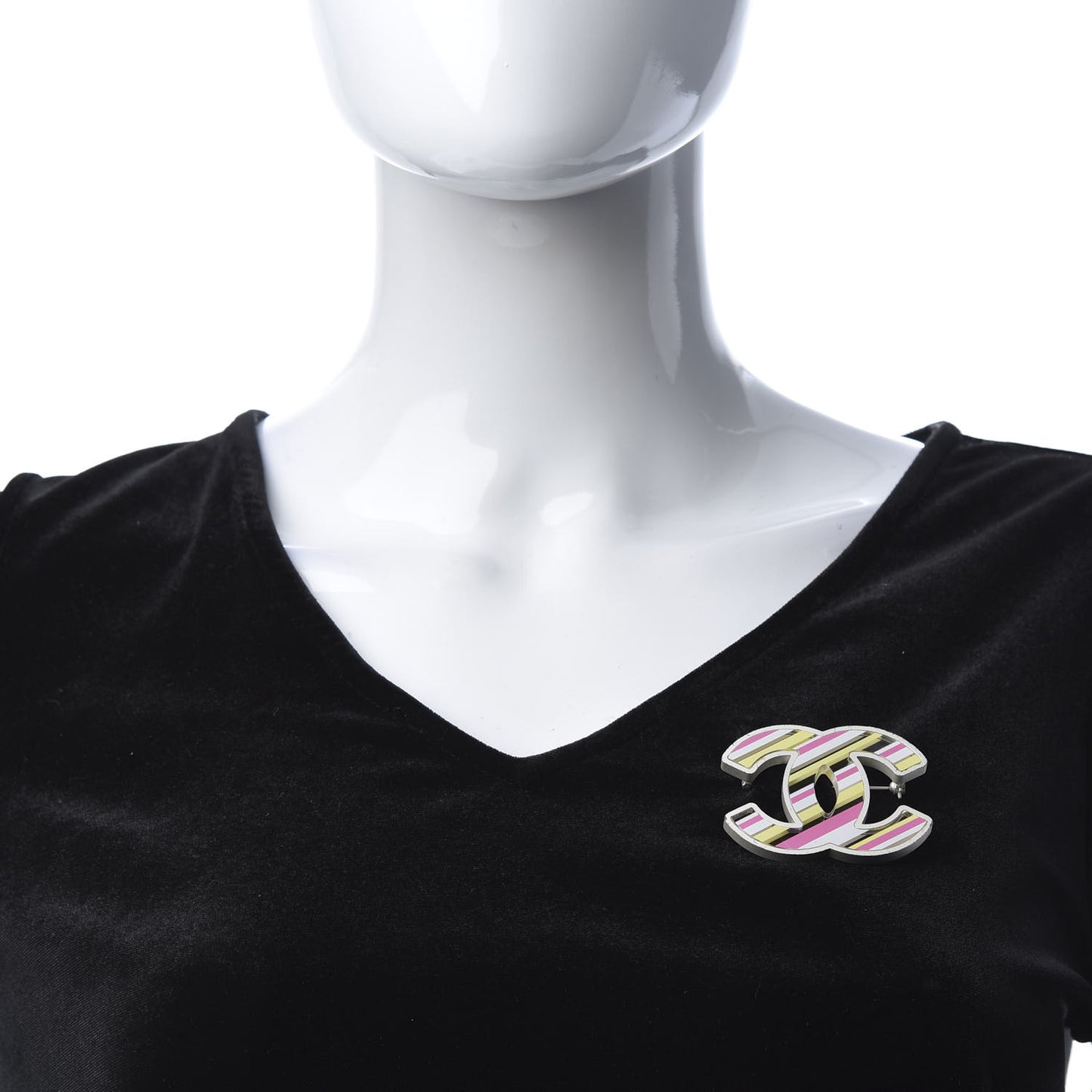 Resin Striped CC Brooch Pink Multicolor