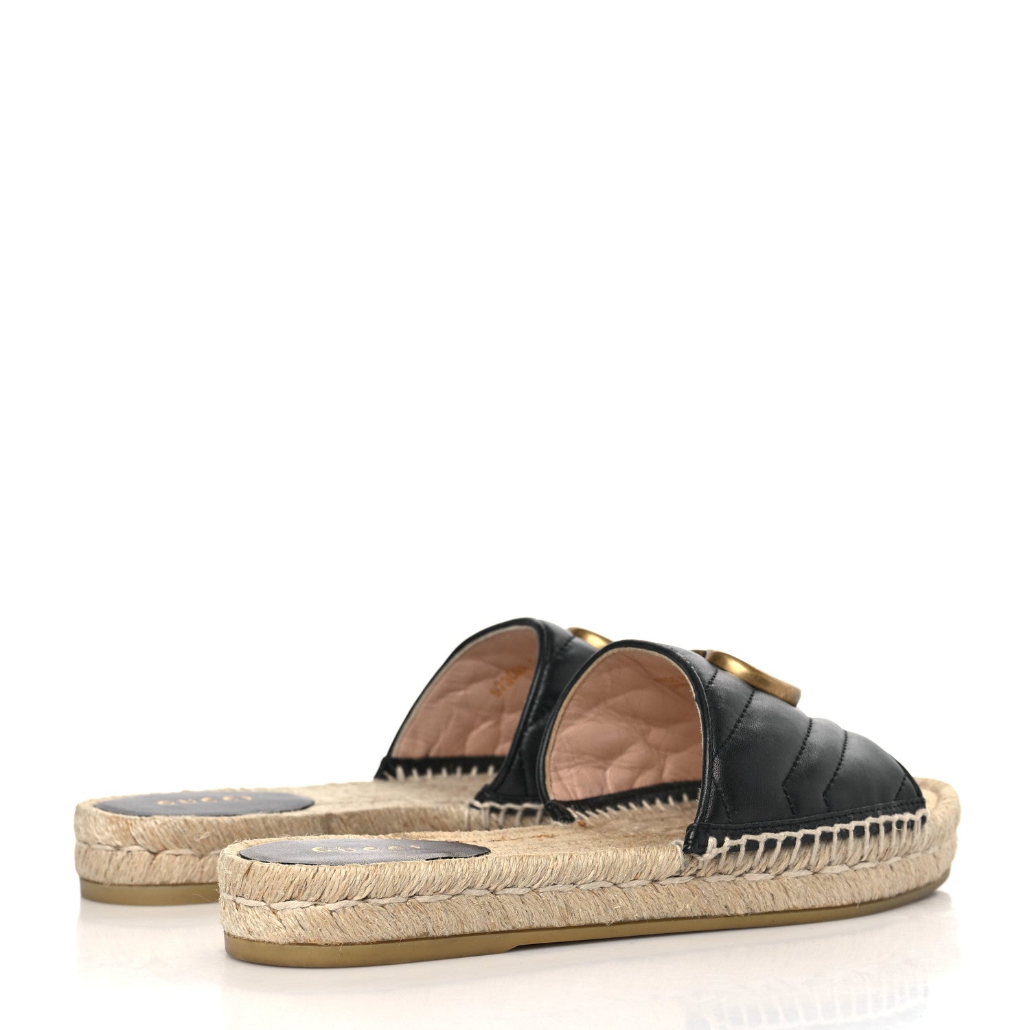 Gucci Nappa Matelasse GG Marmont Espadrille Slide Sandals 36.5 Black 5 of 9