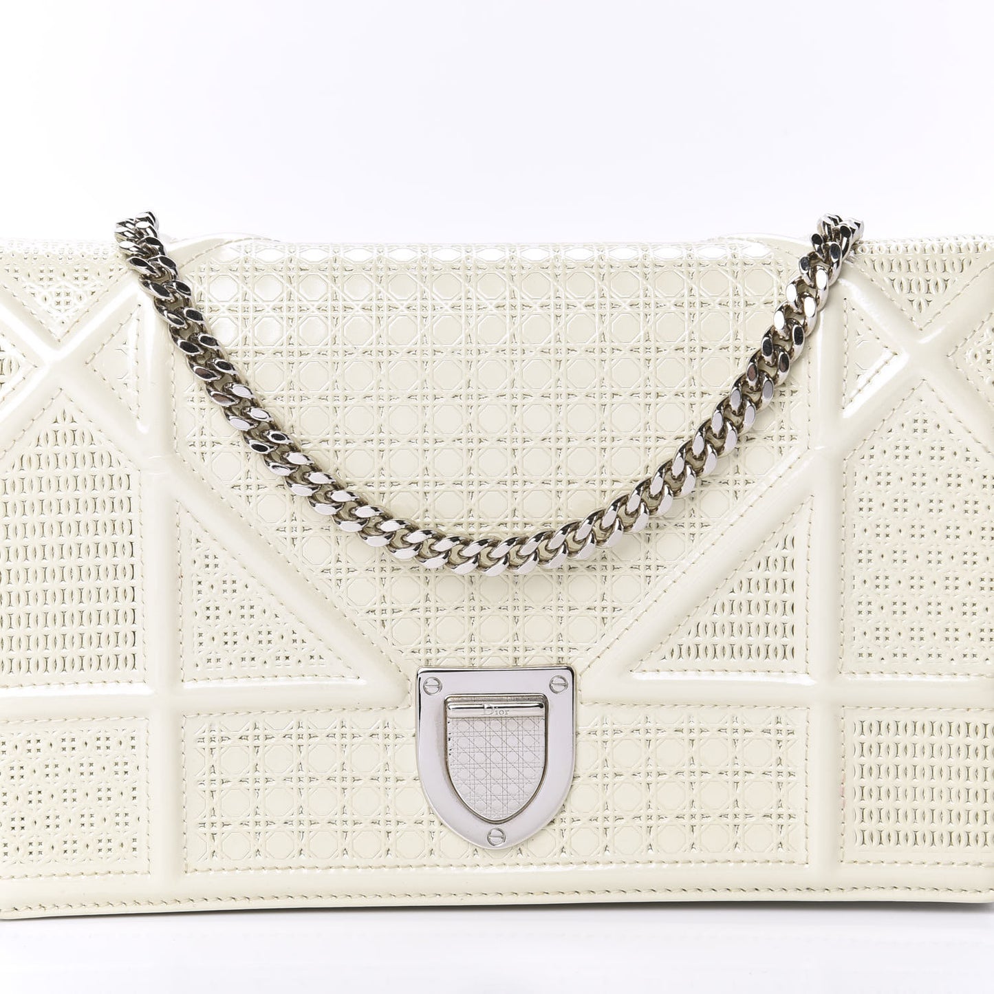Patent Micro-Cannage Diorama Wallet on Chain Pouch White