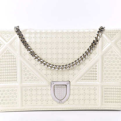 Christian Dior Patent Micro-Cannage Diorama Wallet on Chain Pouch White 9 of 9