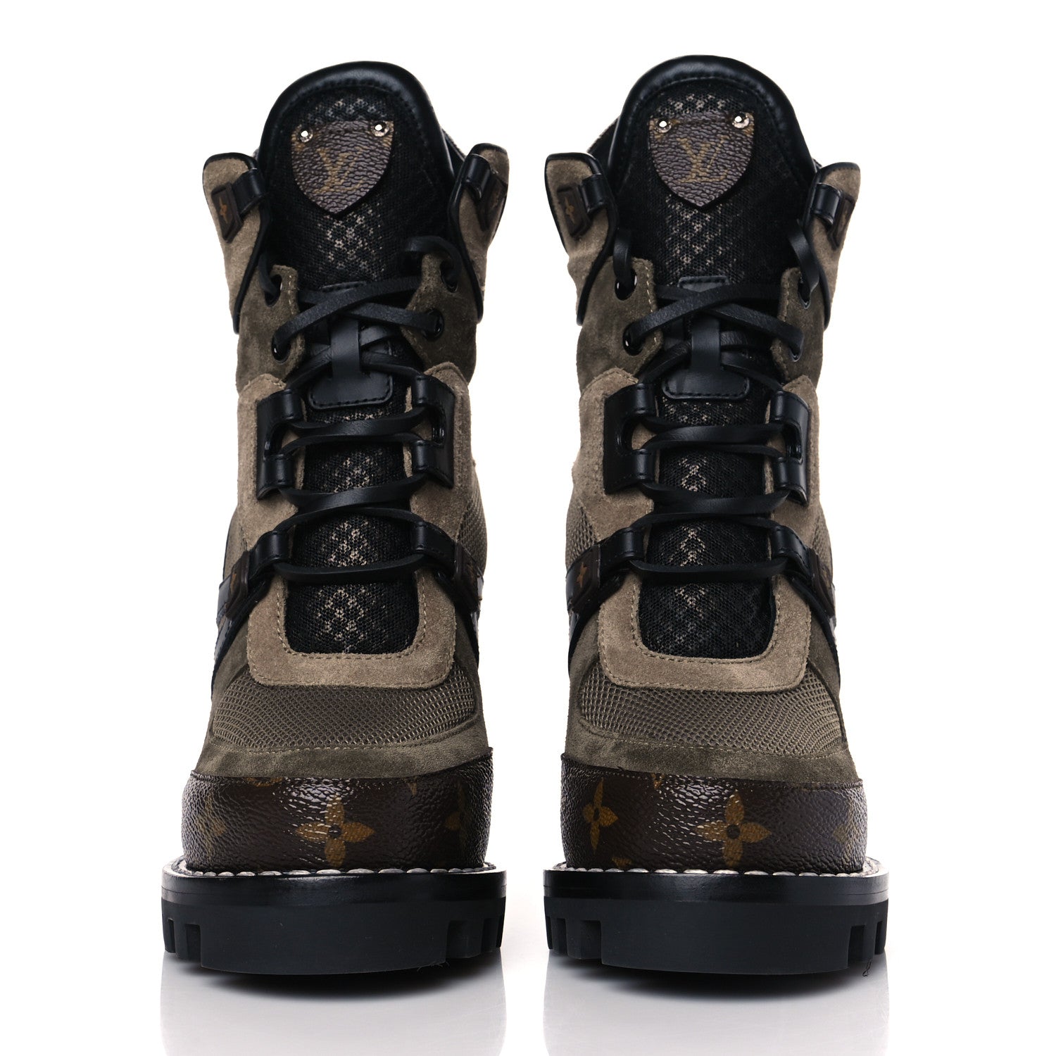 Louis Vuitton Suede Calfskin Monogram Star Trail Ankle Boots 35 Khaki 4 of 8