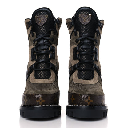 Louis Vuitton Suede Calfskin Monogram Star Trail Ankle Boots 35 Khaki 4 of 8