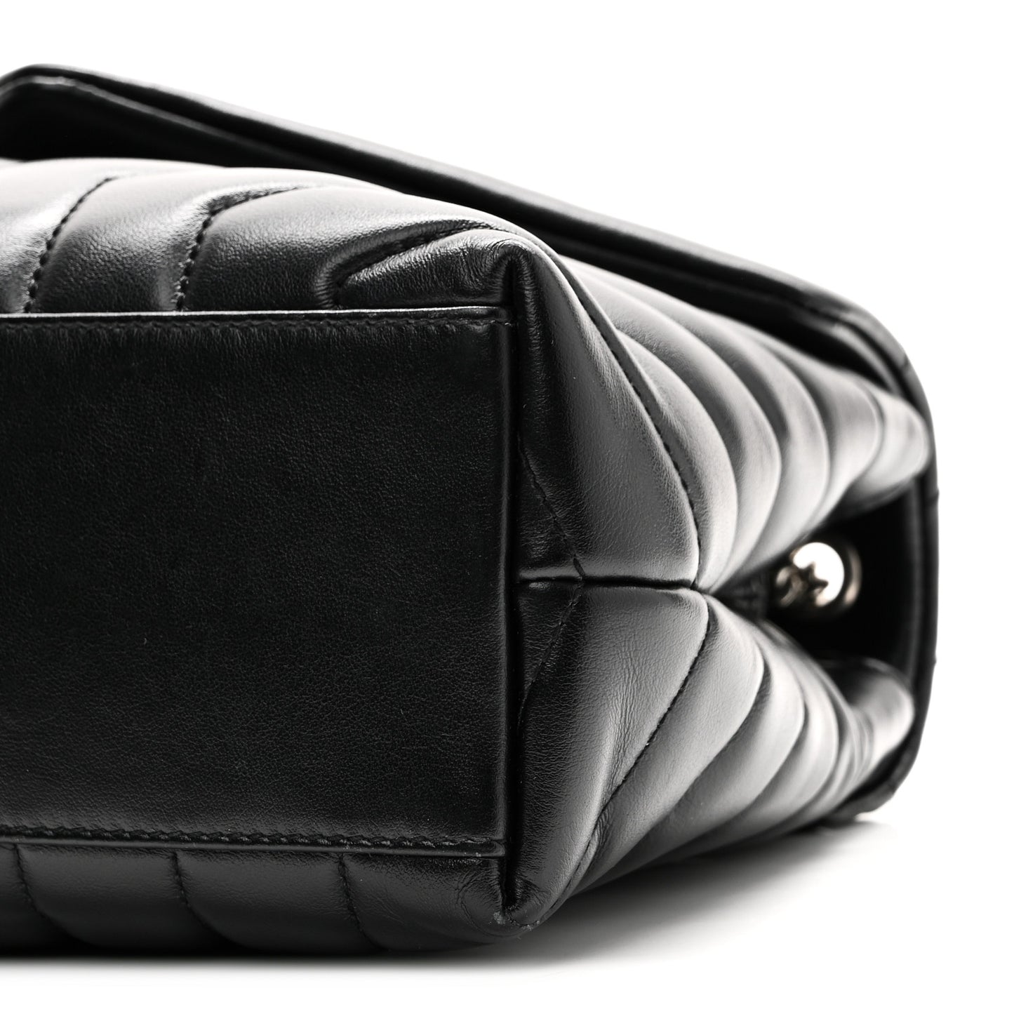 Calfskin Y Quilted Monogram Small Loulou Chain Satchel Black