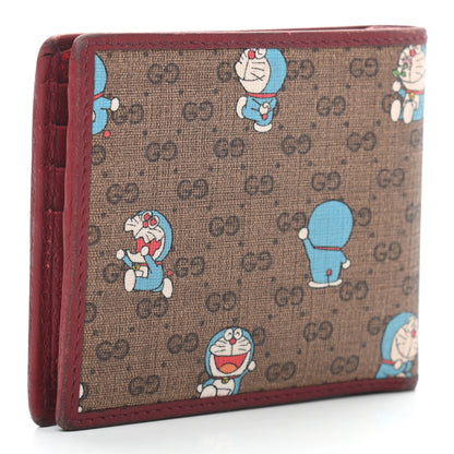 Gucci X DORAEMON Mini Vintage GG Supreme Monogram Bi-Fold Wallet Beige Cherry Red 3 of 7