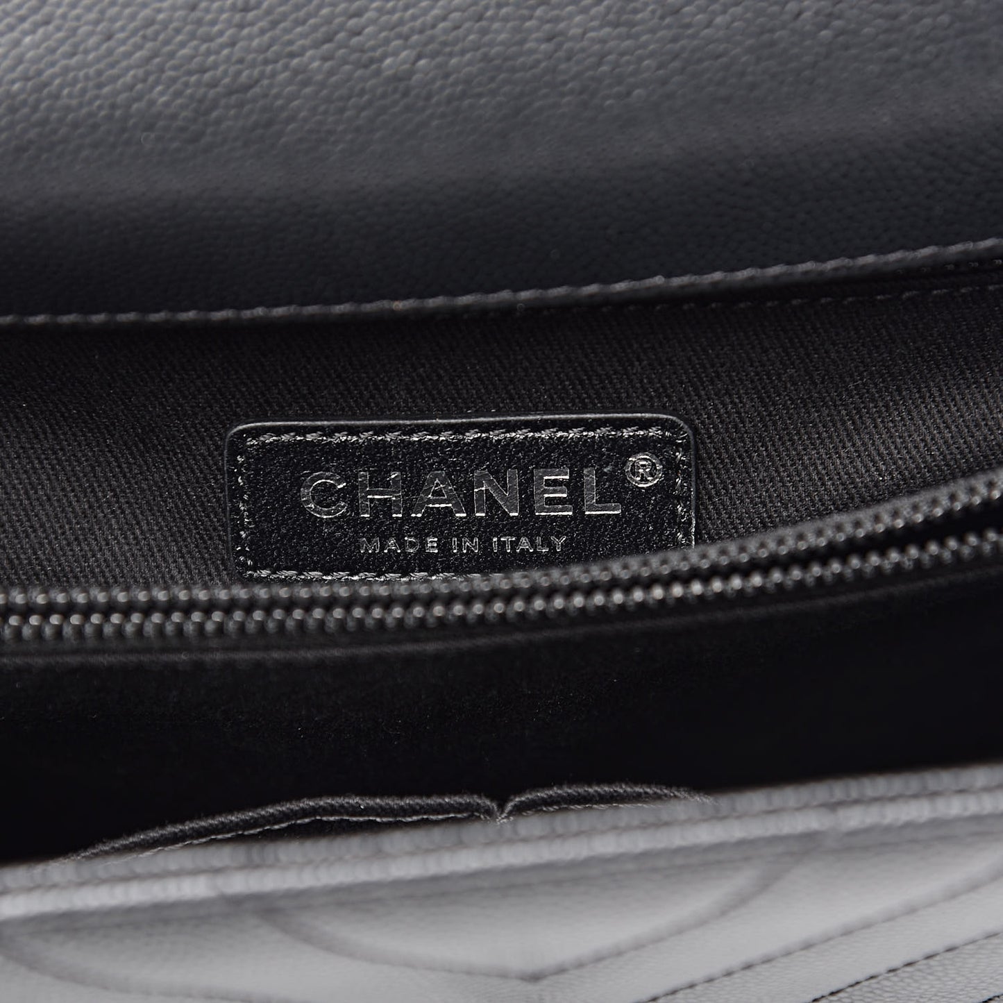Caviar Chevron Quilted Small Coco Handle Flap Black