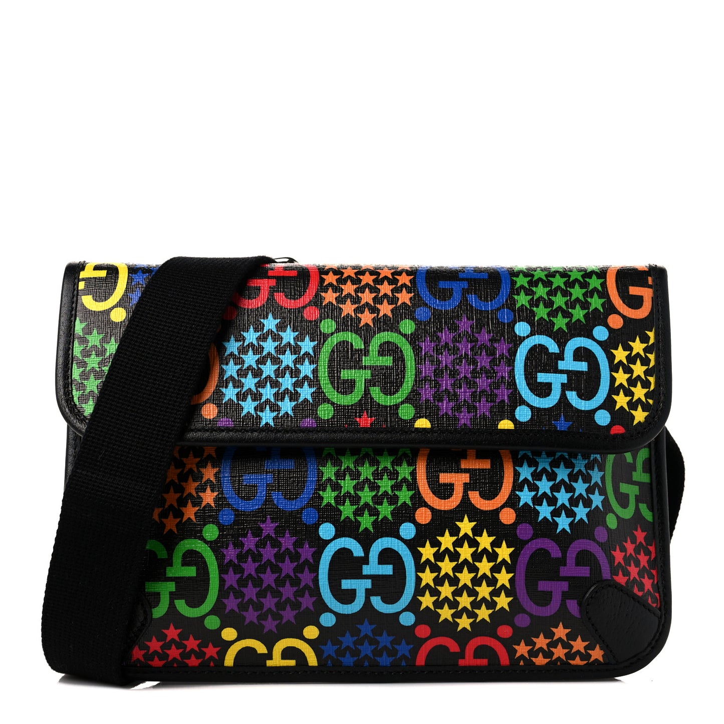 GG Supreme Monogram Psychedelic Slim Belt Bag Black