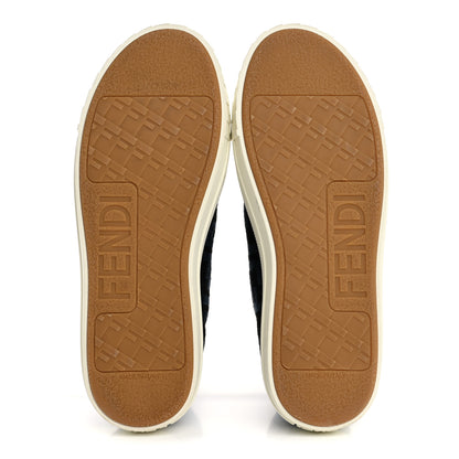 Fendi Fabric Domino Mens High Top Sneakers 8 Black Blue 6 of 9