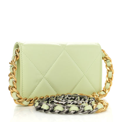 Chanel Lambskin Quilted Chanel 19 Clutch With Chain Light Green 3 of 13
