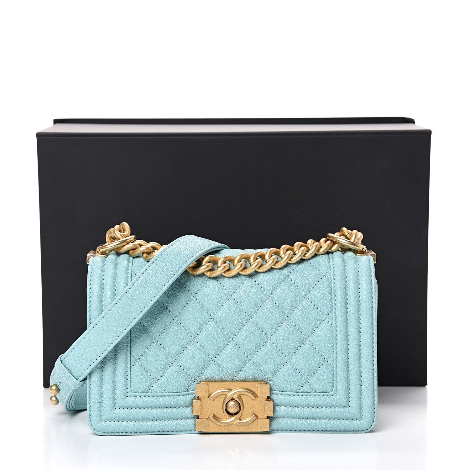 Chanel Caviar Quilted Small Boy Flap Light Blue 10 of 10
