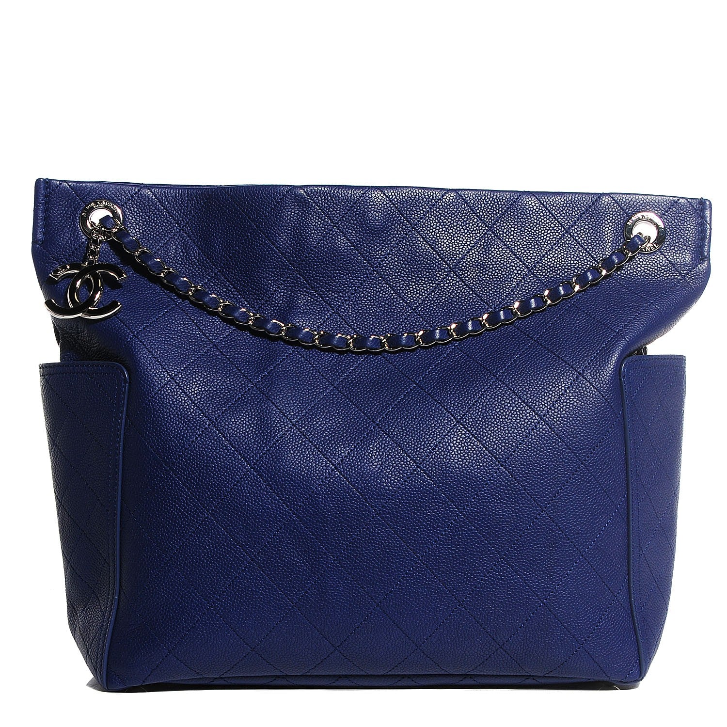 Chanel Caviar Stitched Large CC Pocket Hobo Dark Blue 1 of 7