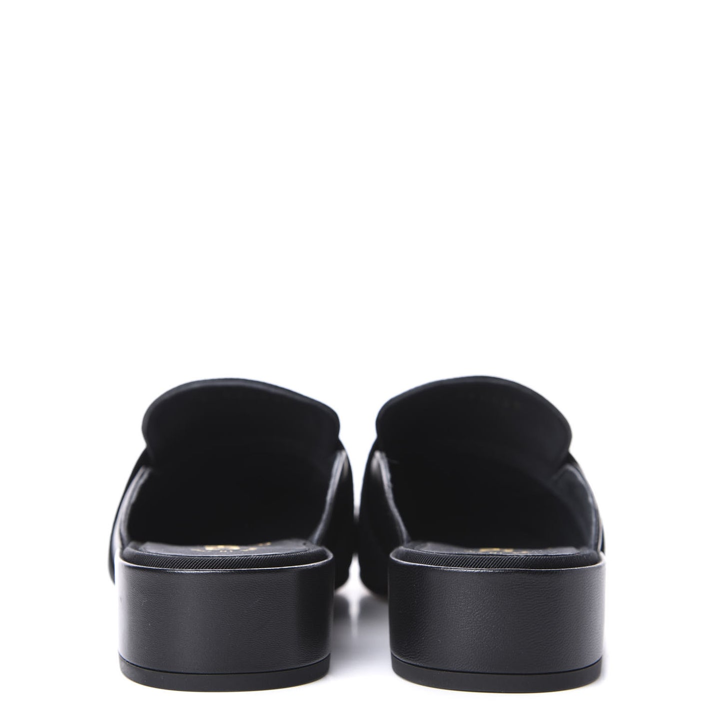 Lambskin Grosgrain Cap Toe CC Mules 36.5 Black