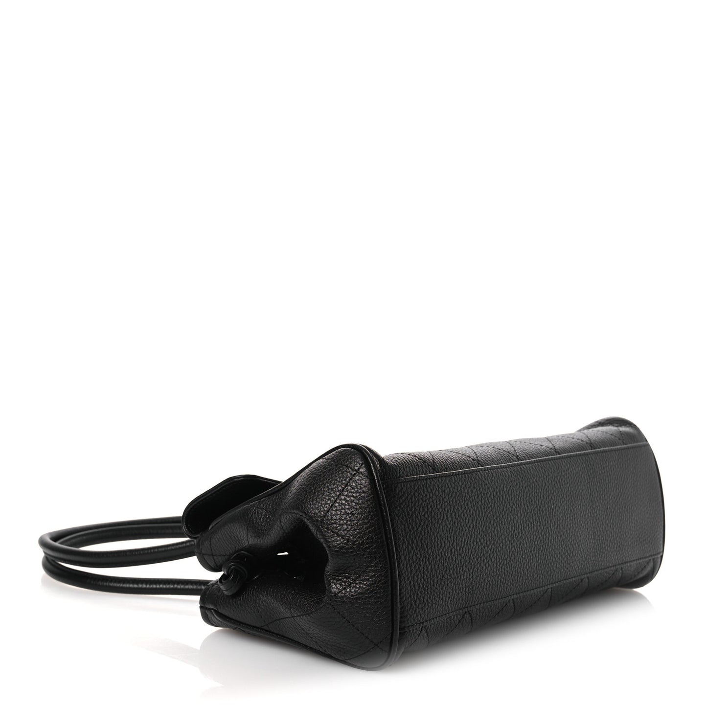 Grained Calfskin Stitched Urban Essentials Small Shopping Bag Black
