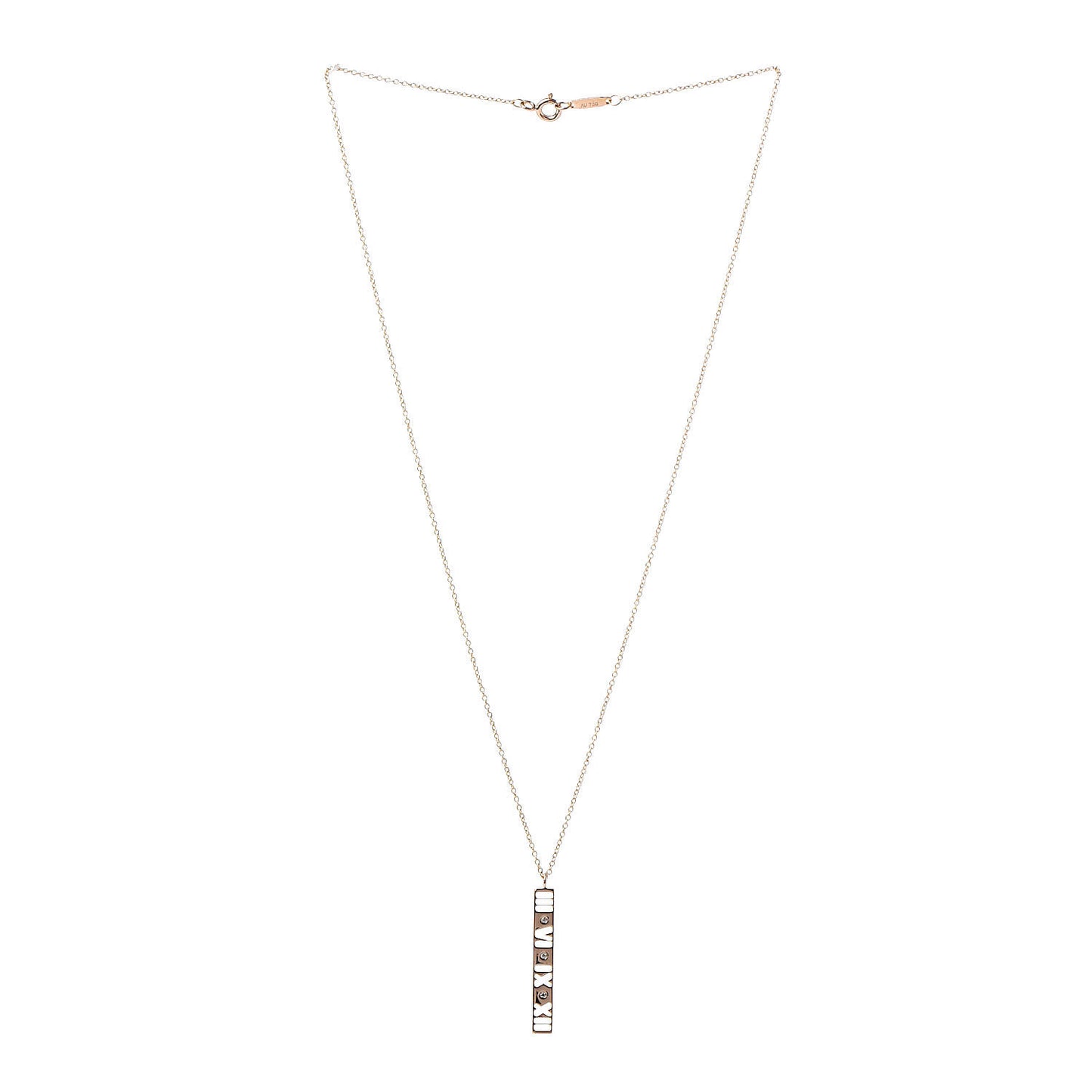 18K Rose Gold Diamond Atlas Bar Pendant Necklace