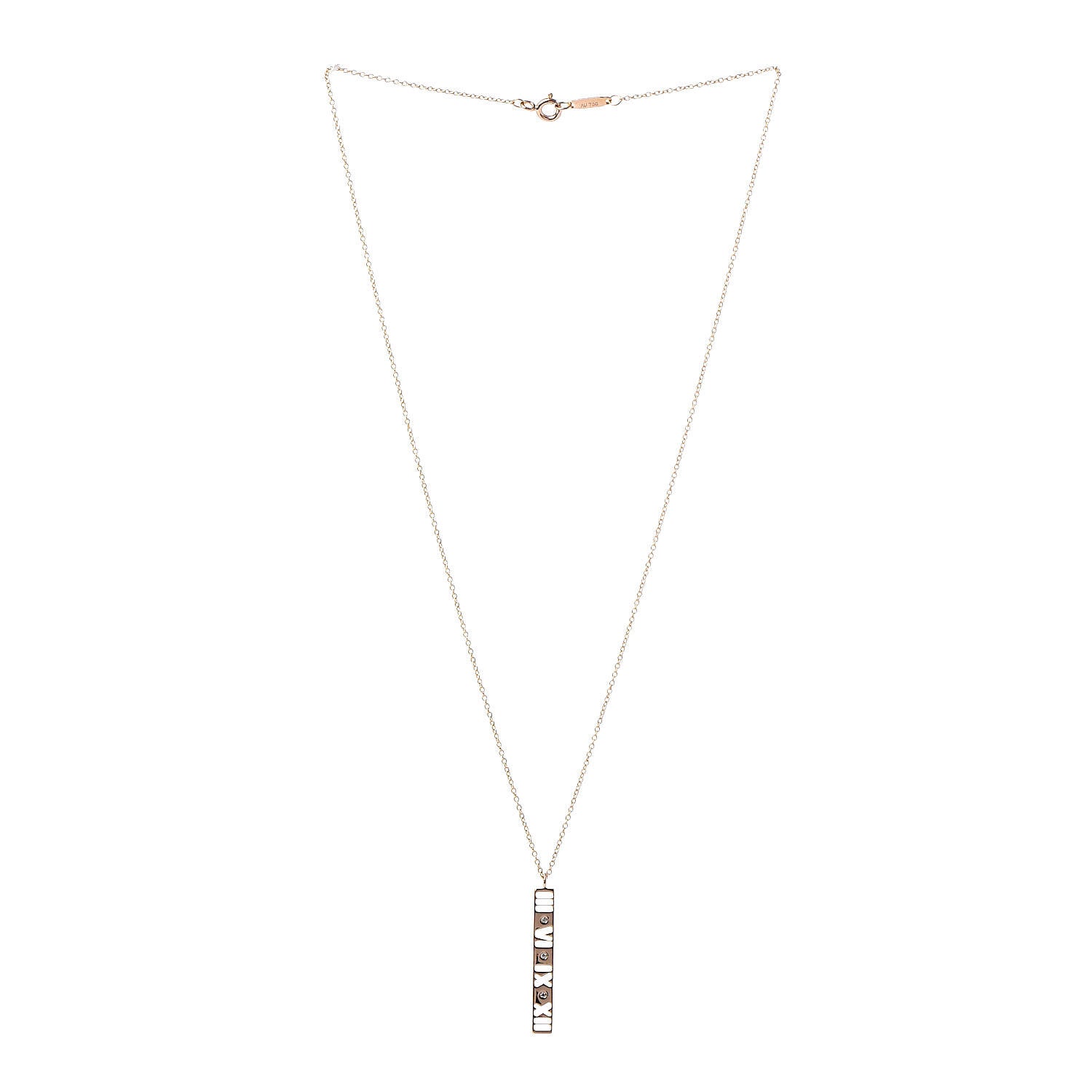 Tiffany 18K Rose Gold Diamond Atlas Bar Pendant Necklace 3 of 6