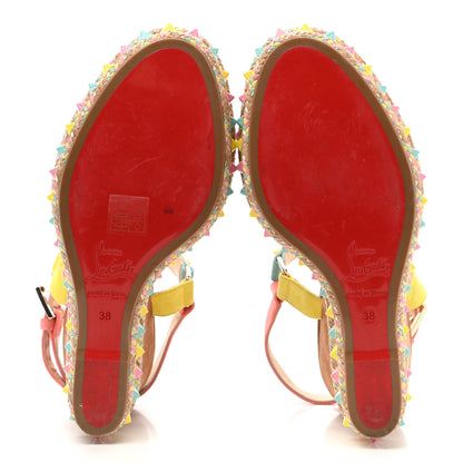 Christian Louboutin Veau Velours Pyraclou 110 Wedge Sandals 38 Biscotto 5 of 8