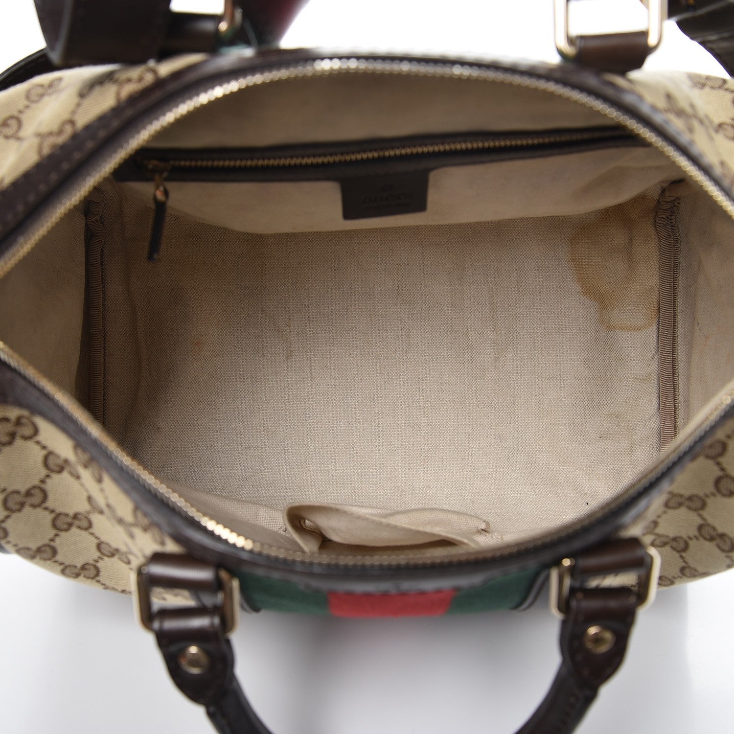Gucci Monogram Vintage Web Medium Boston Dark Brown 6 of 15
