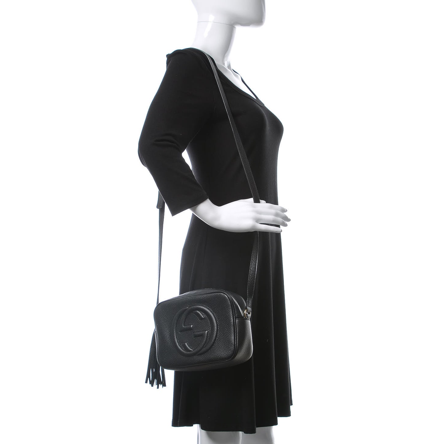 Pebbled Calfskin Small Soho Disco Bag Black