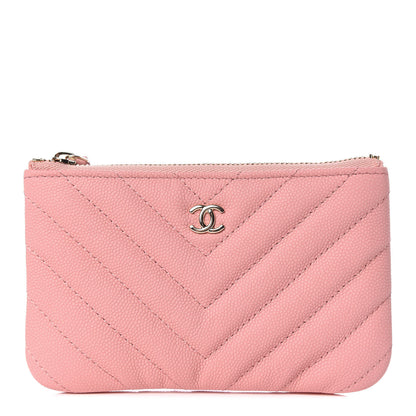 Chanel Caviar Chevron Quilted Small Cosmetic Case Pink 1 of 8