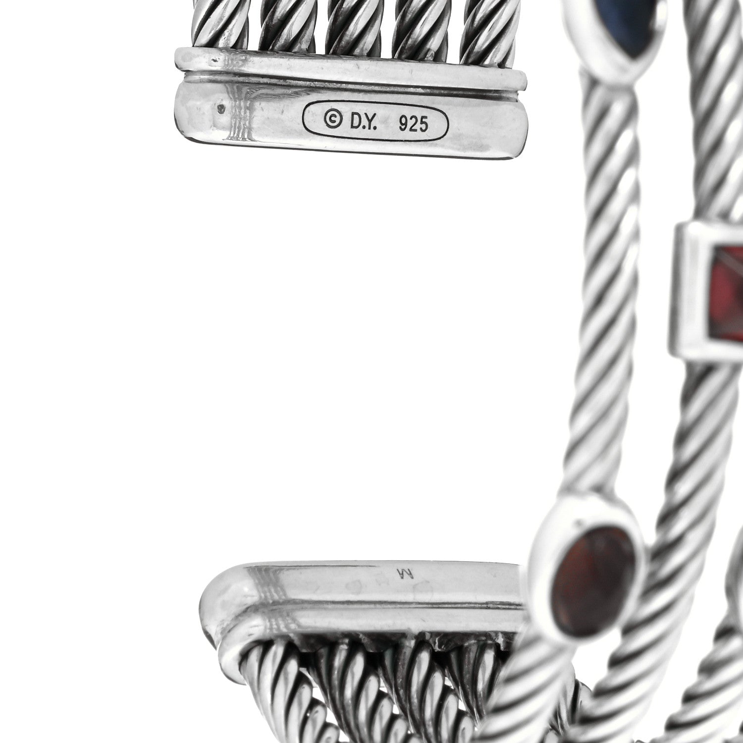 David Yurman Sterling Silver Garnet Iolite Amethyst Pink Tourmaline Confetti Five Row Bracelet 4 of 4